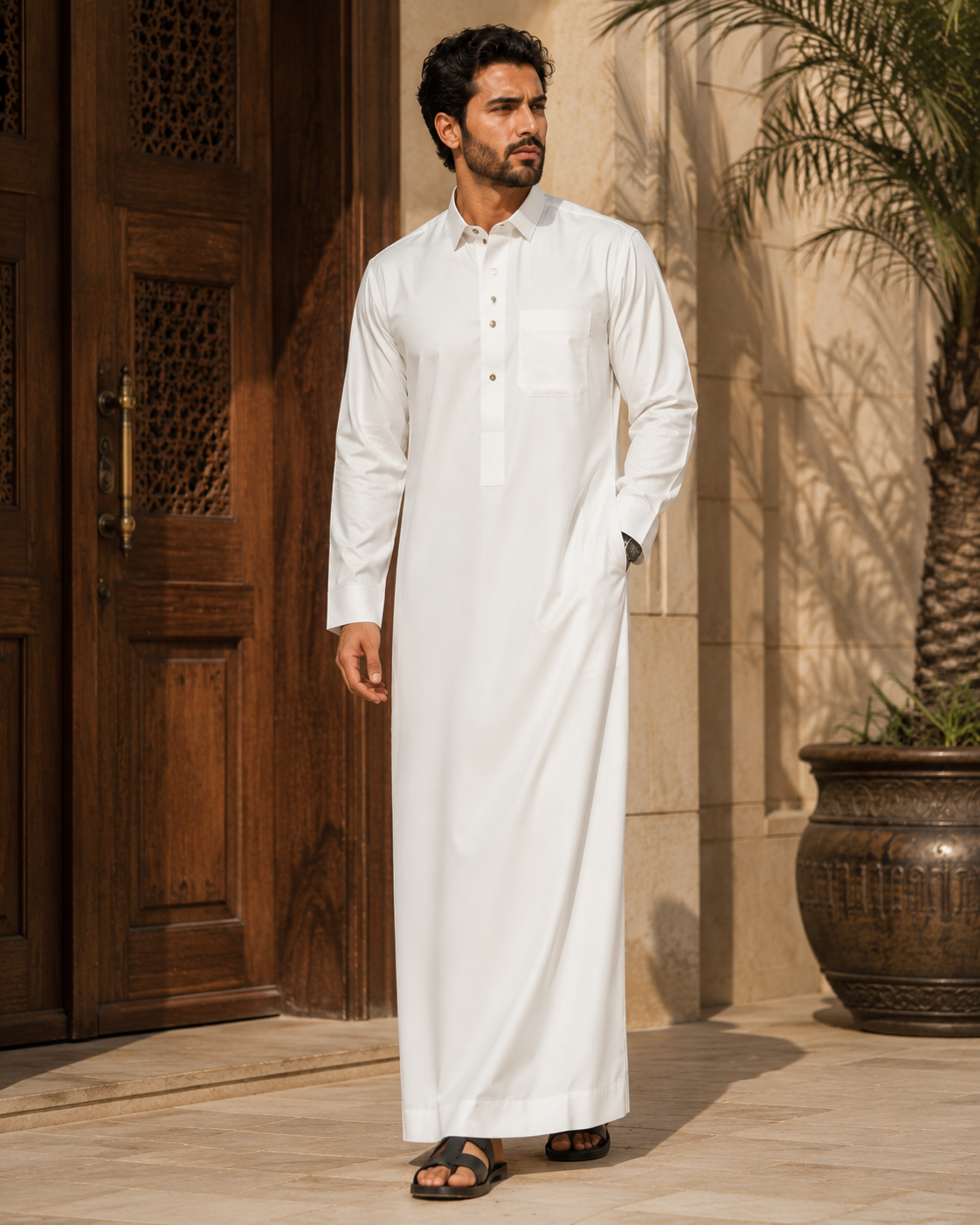 Al-Emara Royal Ivory white thick fabric fabric displayed in a close-up image, showcasing the soft texture and rich color.
