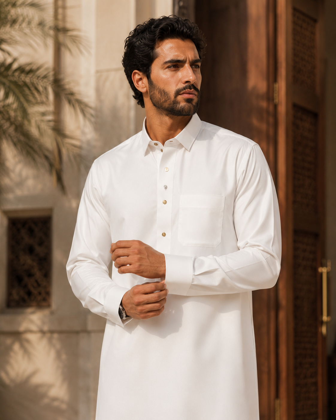 Royal Ivory white thick fabric from Al-Emara showcasing a soft, plush textile with a smooth texture and elegant appearance.